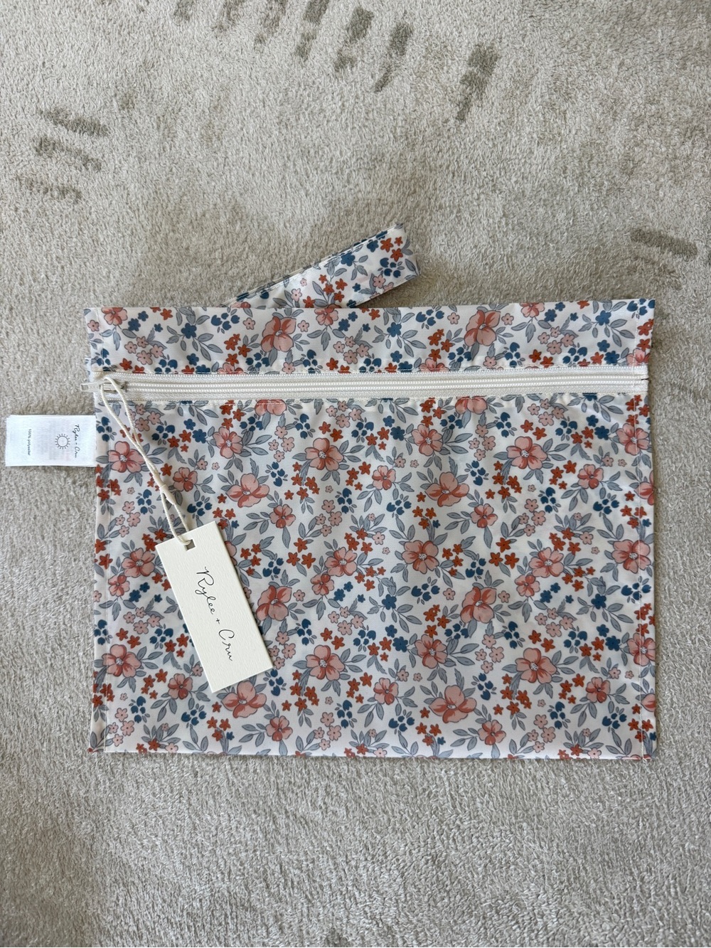 Rylee + Cru Floral Zip Wet Bag in Coral & Blue